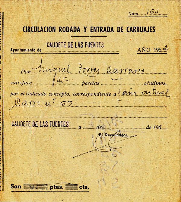 Circulación rodada y entrada de carruajes, 1962