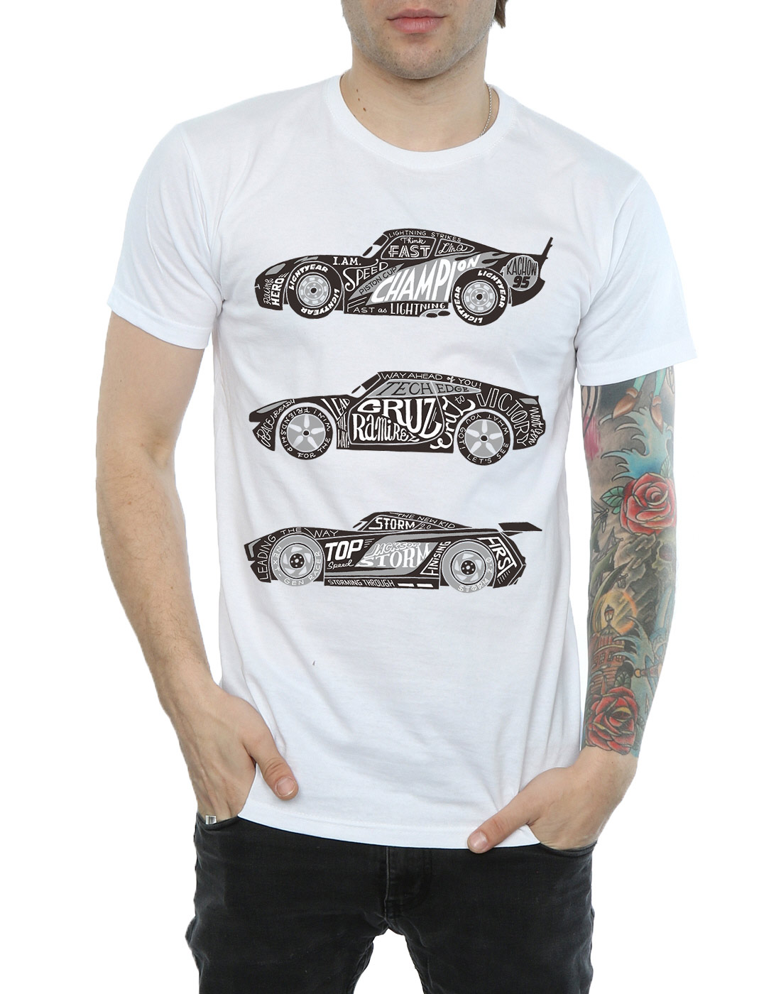 Disney Men/'s Cars Text Racers T-Shirt