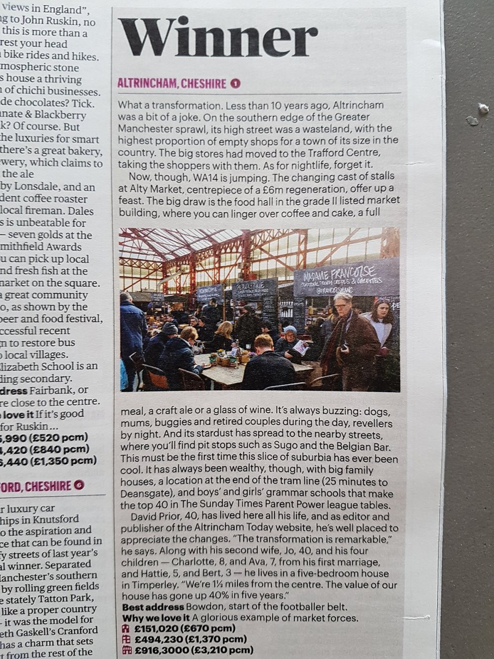 Sunday Times names Altrincham 'Best place to live in North West'