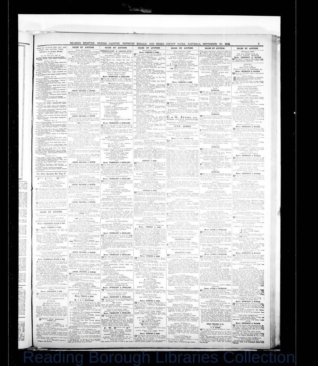 Reading Mercury Oxford Gazette Saturday, September 25,1915. Pg 5 Reading Mercury Oxford Gazette Saturday, September 25,1915. Pg 5