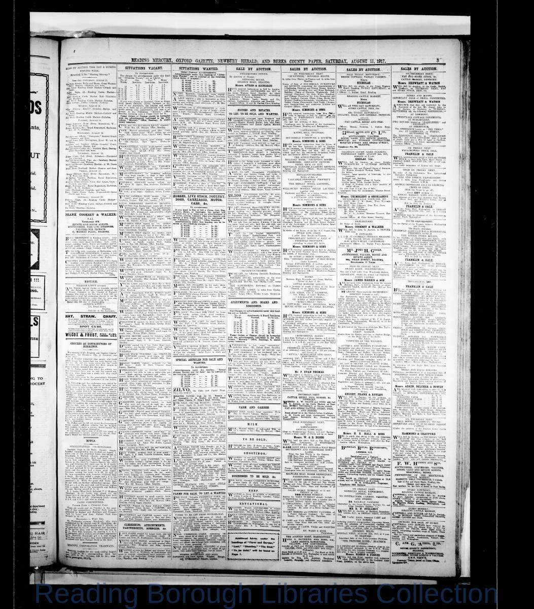 Reading Mercury Oxford Gazette Saturday August 11, 1917. Pg 3 Reading Mercury Oxford Gazette Saturday August 11, 1917. Pg 3
