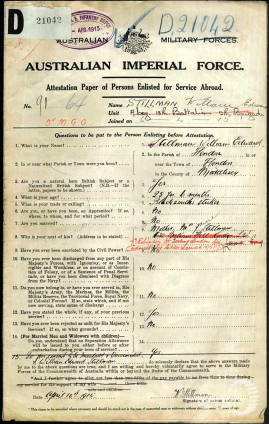 Service Records - Attestation Page for Corporal William Edward Stillman Service Records - Attestation Page for Corporal William Edward Stillman