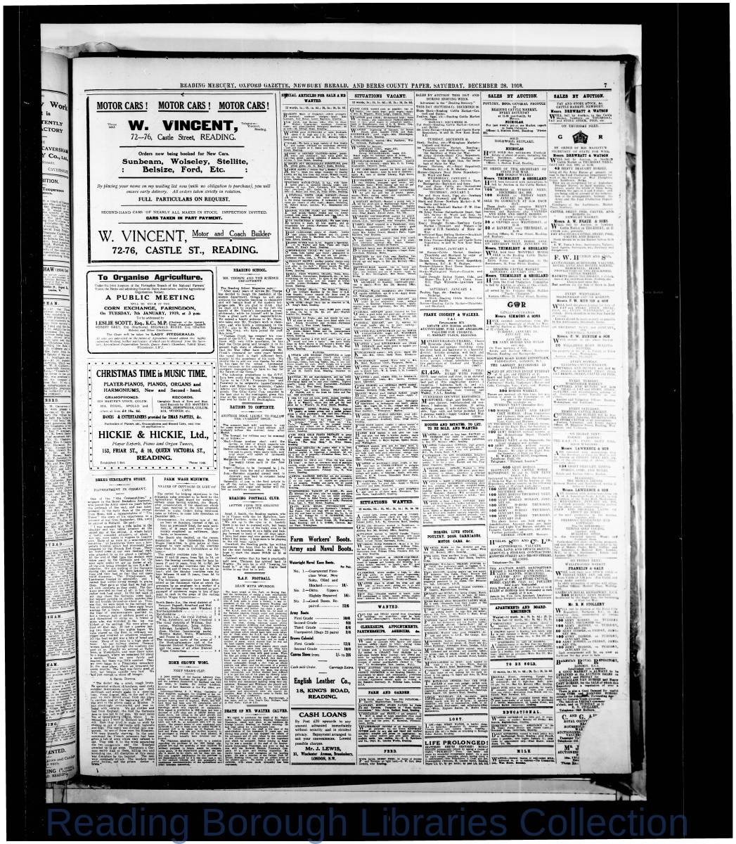 Reading Mercury Oxford Gazette Saturday , December 28, 1918. Pg 7 Reading Mercury Oxford Gazette Saturday , December 28, 1918. Pg 7