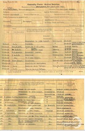 Casualty Form from the Service Records of Corporal William Stillman Casualty Form from the Service Records of Corporal William Stillman