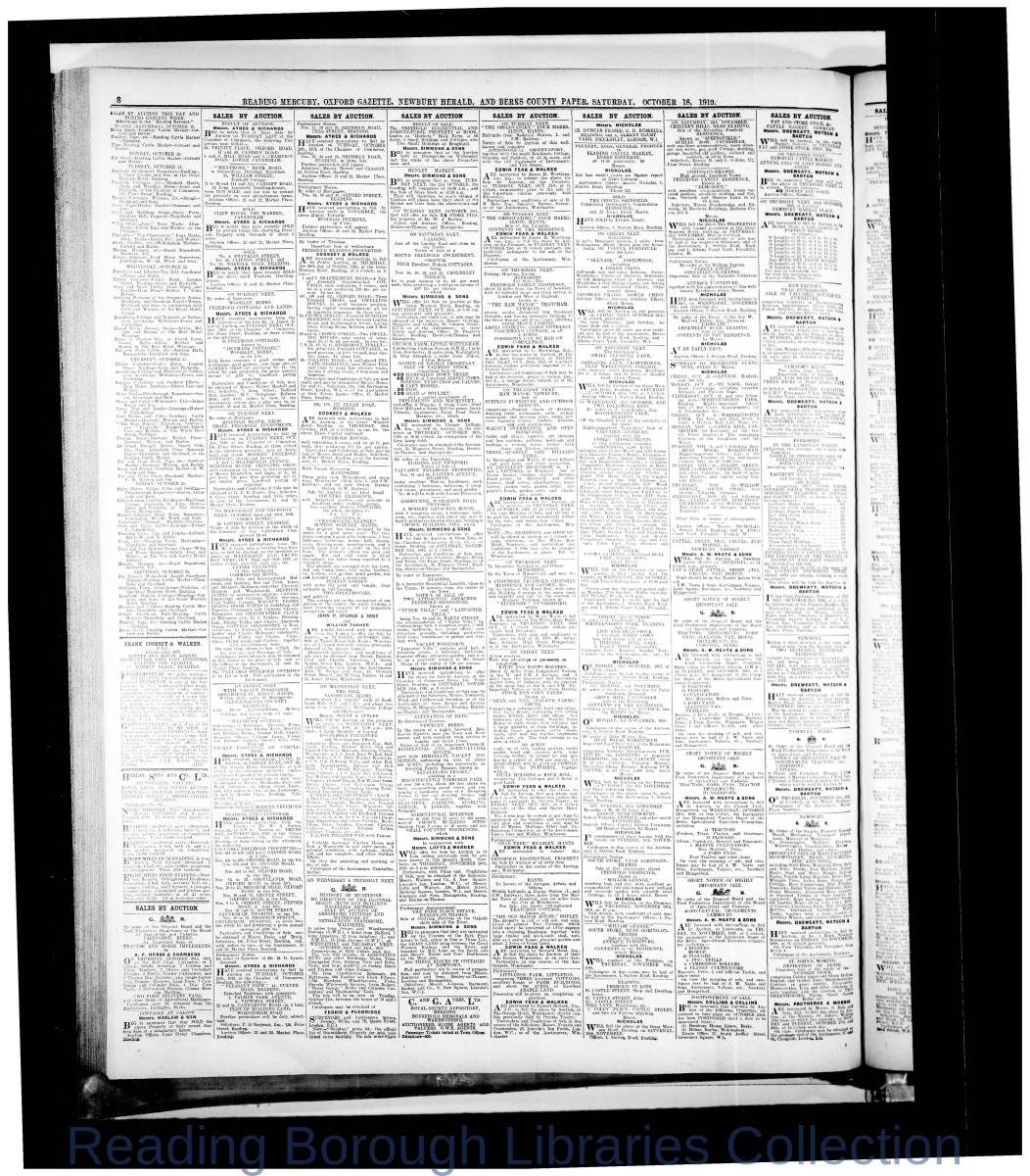 Reading Mercury Oxford Gazette Saturday ,October 18,1919. Pg 8 Reading Mercury Oxford Gazette Saturday ,October 18,1919. Pg 8