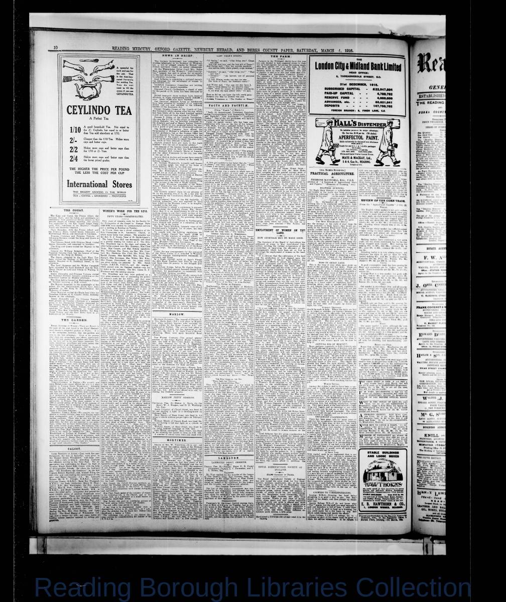 Reading Mercury Oxford Gazette Saturday, March 4, 1916. Pg 10 Reading Mercury Oxford Gazette Saturday, March 4, 1916. Pg 10