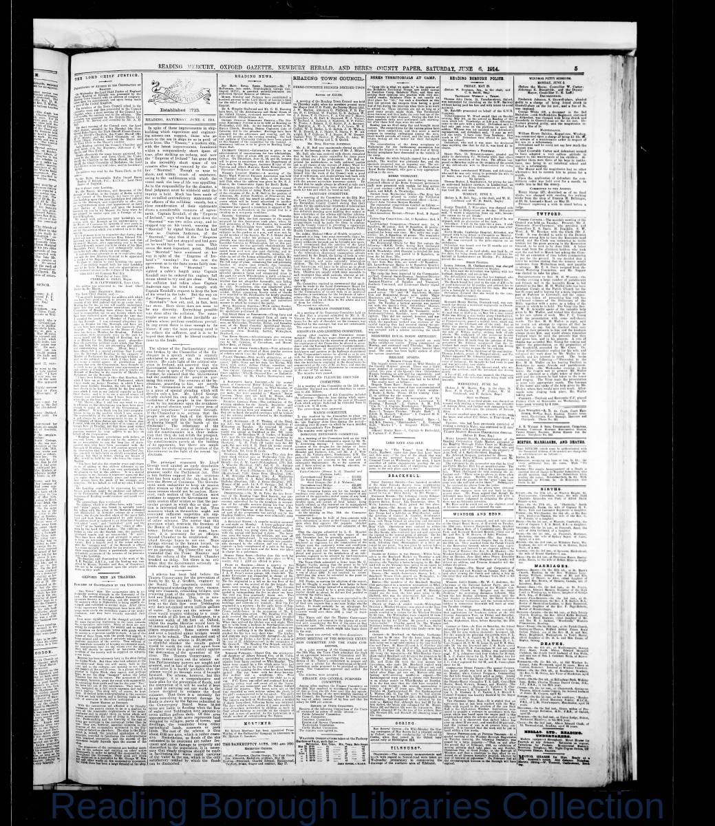 Reading Mercury Oxford Gazette Saturday, June 6, 1914. Pg 5 Reading Mercury Oxford Gazette Saturday, June 6, 1914. Pg 5