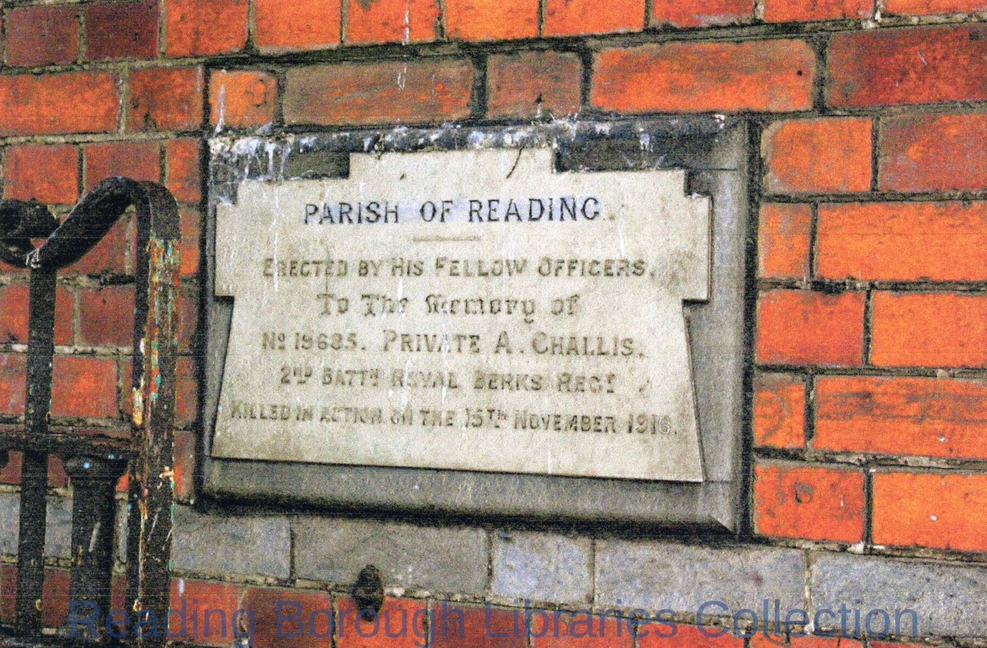 A memorial plaque on the gateway to the former Battle Hospital in Oxford Road, Reading. A memorial plaque on the gateway to the former Battle Hospital in Oxford Road, Reading.