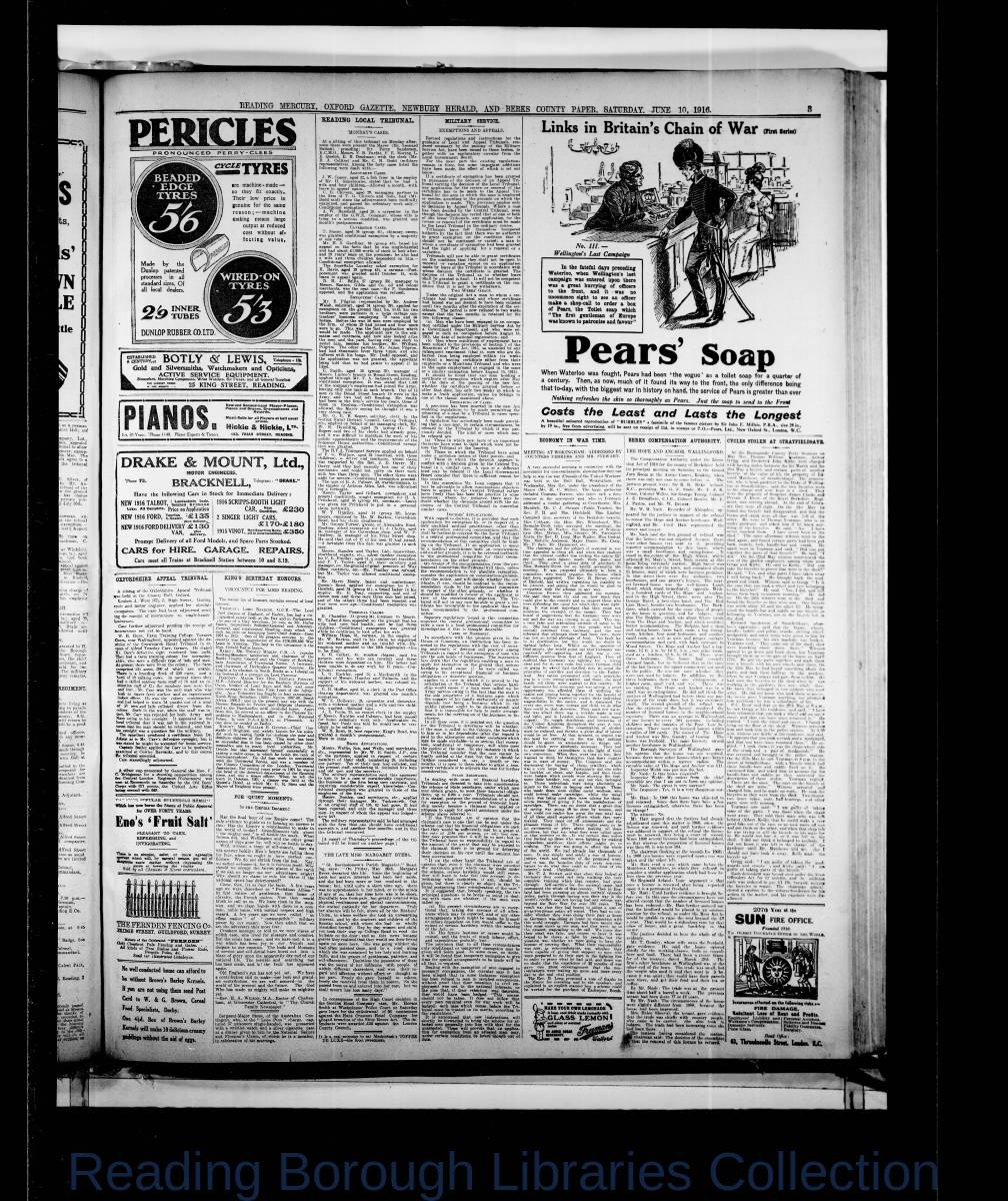 Reading Mercury Oxford Gazette Saturday, June 10, 1916. Pg 3 Reading Mercury Oxford Gazette Saturday, June 10, 1916. Pg 3
