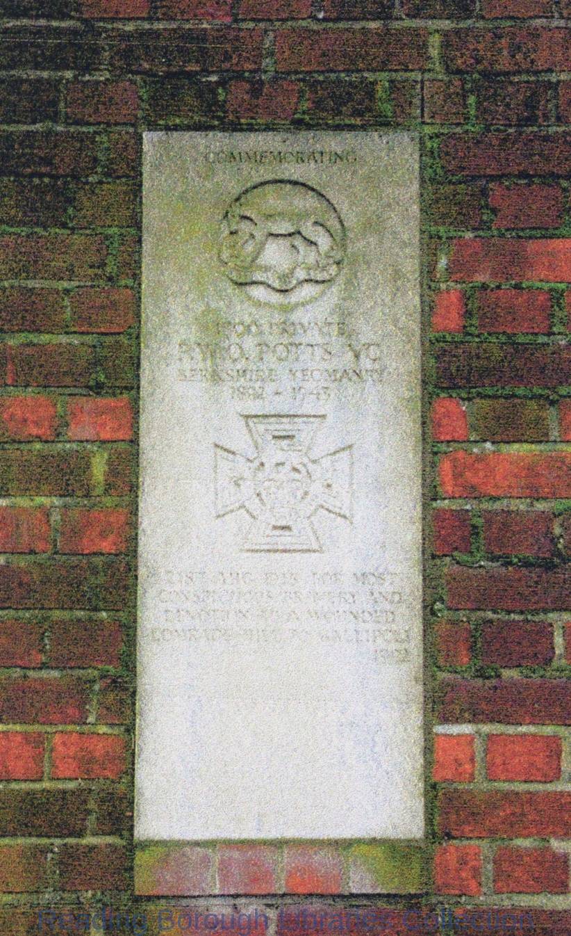Brock Barracks memorial on the wall of the Keep to Frederick William Owen Potts, V.C. Brock Barracks memorial on the wall of the Keep to Frederick William Owen Potts, V.C.
