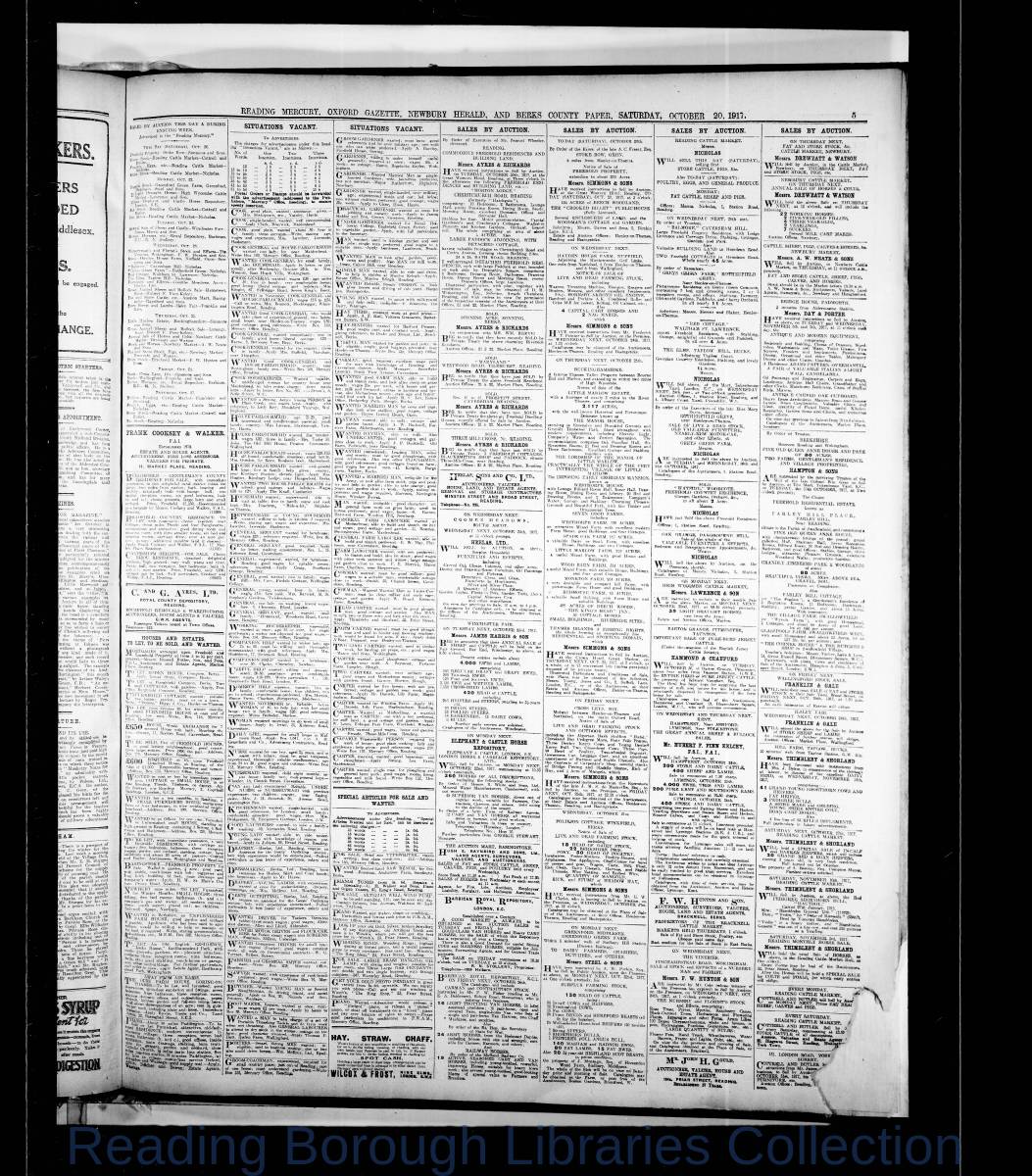 Reading Mercury Oxford Gazette Saturday, October 20, 1917. Pg 5 Reading Mercury Oxford Gazette Saturday, October 20, 1917. Pg 5