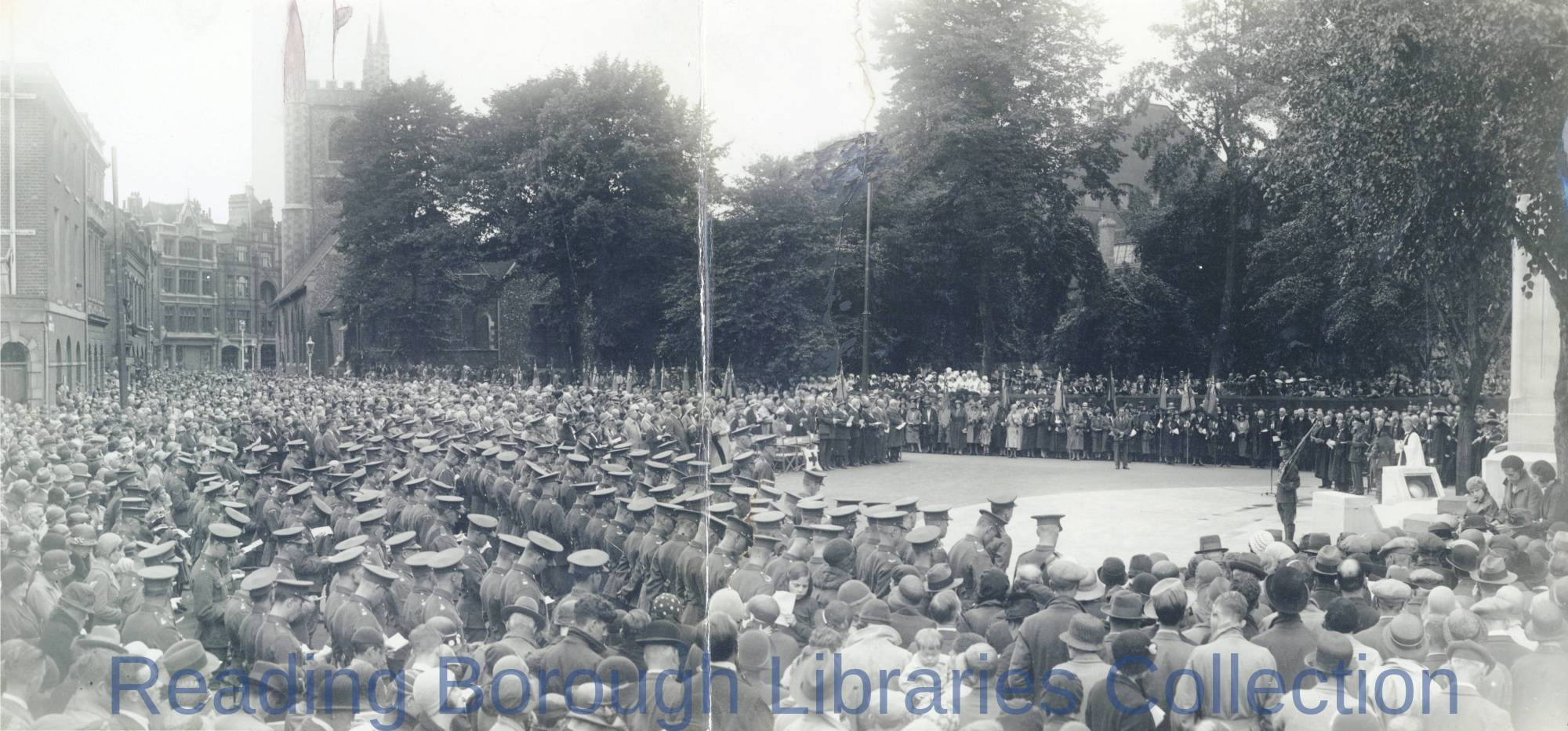 The unveiling of the Reading and Berkshire War Memorial by the Lord Lieutenant of Berkshire, Mr. J. H. Benyon, 27 July 1932 The unveiling of the Reading and Berkshire War Memorial by the Lord Lieutenant of Berkshire, Mr. J. H. Benyon, 27 July 1932
