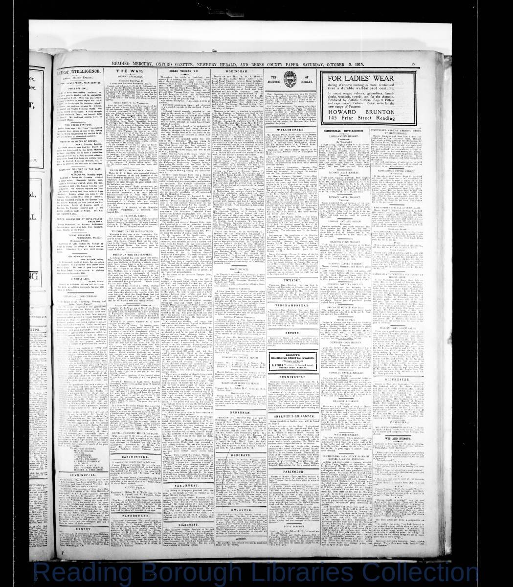 Reading Mercury Oxford Gazette Saturday, October 9, 1915.. Pg 9 Reading Mercury Oxford Gazette Saturday, October 9, 1915.. Pg 9