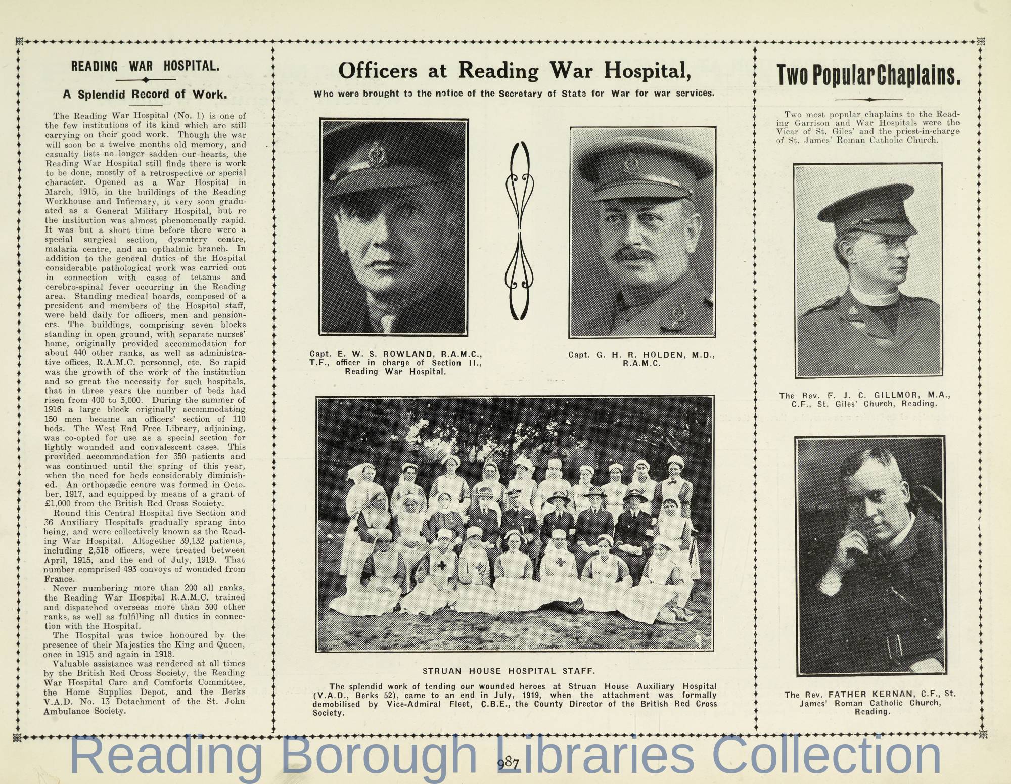 Berkshire and The War: the "Reading Standard" pictorial record. Volume 4. p 987 Berkshire and The War: the "Reading Standard" pictorial record. Volume 4. p 987