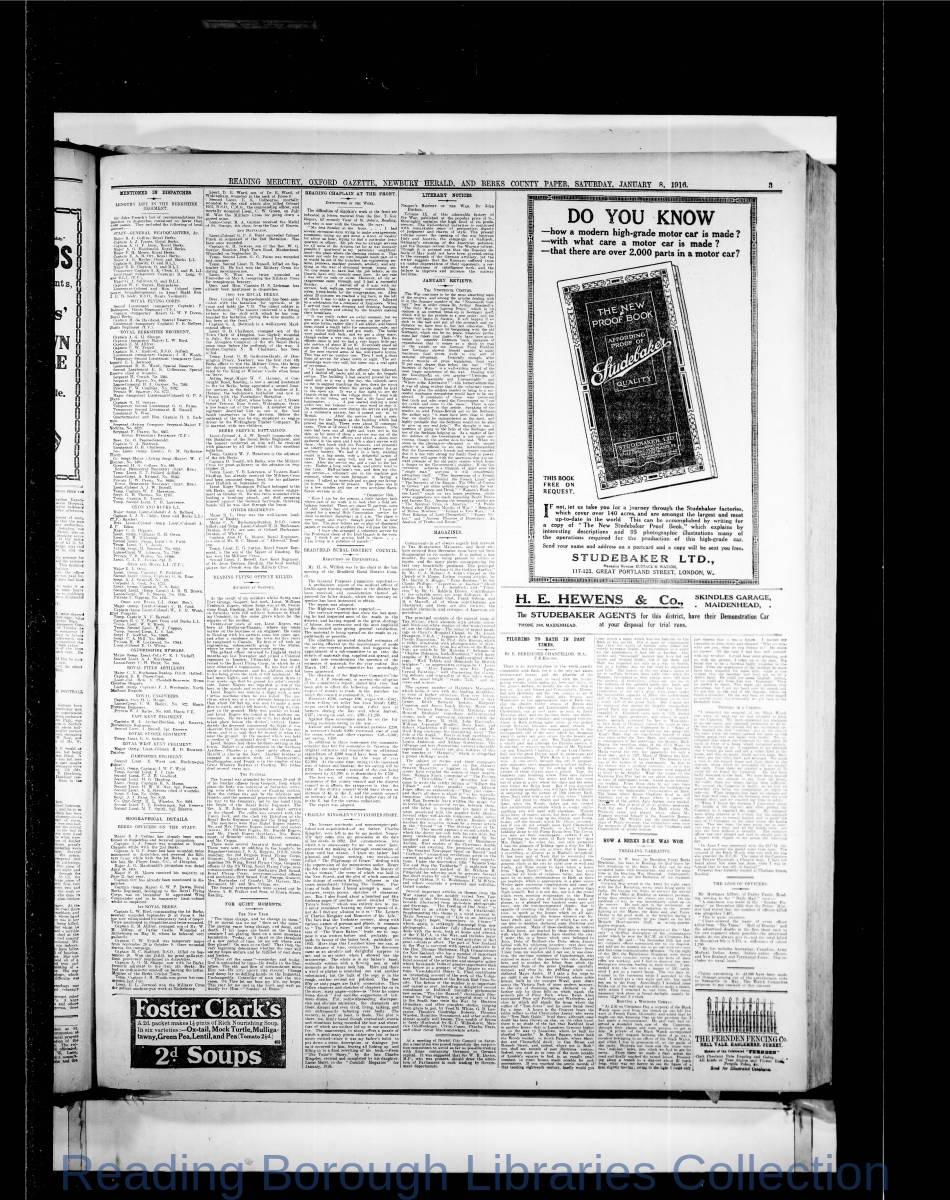 Reading Mercury Oxford Gazette Saturday, January 8, 1916. Pg 3 Reading Mercury Oxford Gazette Saturday, January 8, 1916. Pg 3