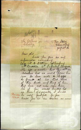 Service Record for Corporal William Stillman - Letter re his whereabouts Service Record for Corporal William Stillman - Letter re his whereabouts