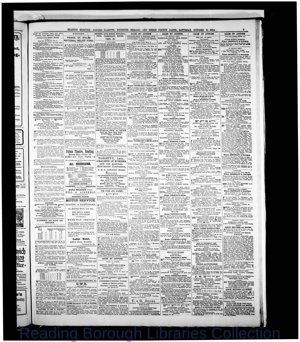 Reading Mercury Oxford Gazette Saturday , October 3, 1914. Pg 3 Reading Mercury Oxford Gazette Saturday , October 3, 1914. Pg 3