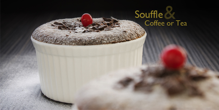 Classic soufflé with tea or coffee