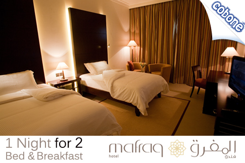 تمتع بقضاء ليلة واحدة بفندق المفرق بأبوظبي مع بوفيه الإفطار لعدد اثنين وعدد 2 من العصائر المشكلة - مع ساعة واحدة لممارسة أي نوع من أنواع الرياضة التي تعشقها  كل ذلك بسعر 81$ (القيمة الحقيقي $182) – يتضمن العرض استعمال النادي الصحي والمسبح مجانا. 