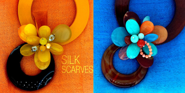 Silk Scarf with Semi-Precious Stone