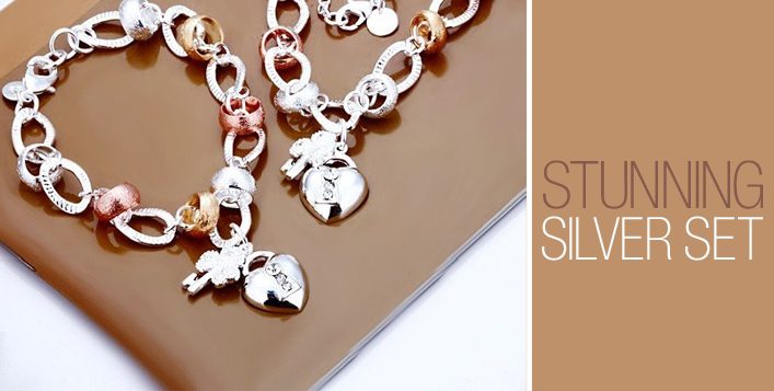 Sterling Silver Necklace And Bracelet Set