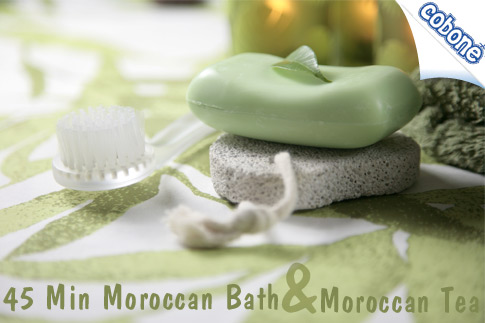 Experience an all out Moroccan experience with a 45 Min of Moroccan Bath and a Moroccan cup of tea at Moroccan Rewak for SR 75 (Value SR 150) – Moroccan Sensation!
