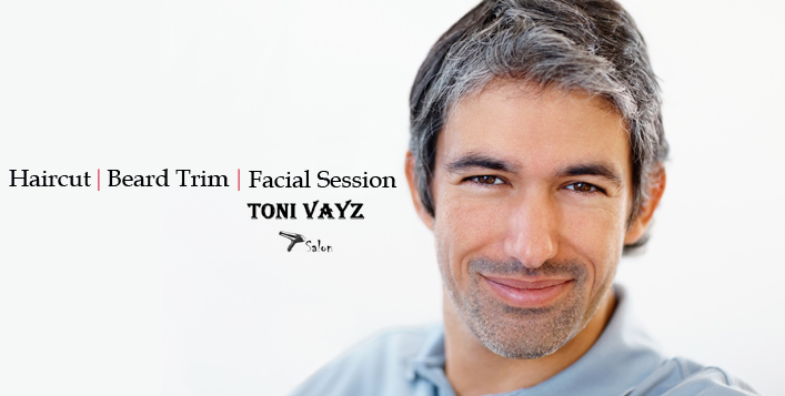 Haircut, Beard trim, and full facial for men