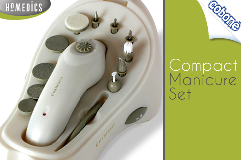 A new Compact Manicure Set MAN 200 from Homedics only for AED189 (original value AED300)—the ultimate manicure kit for you!