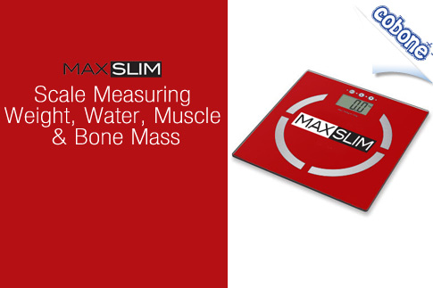 Weigh and monitor your physical health with a scale measuring weight, water, muscle and fat percentage and bone massusing the digital MAX SLIM scale from MAXMED Medical for AED99 (Value AED300) –Having a track memory for up to 9 people! 