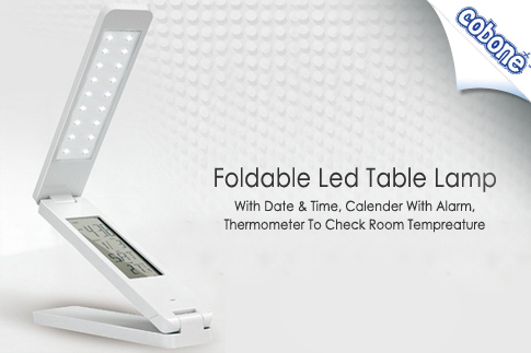 Light up wherever you go with the Foldable LED table lamp from Multi Brand Trading LLC for AED 129 (Value AED 225) – Includes date and time, calendar, alarm, thermometer to check room temperature and more! 