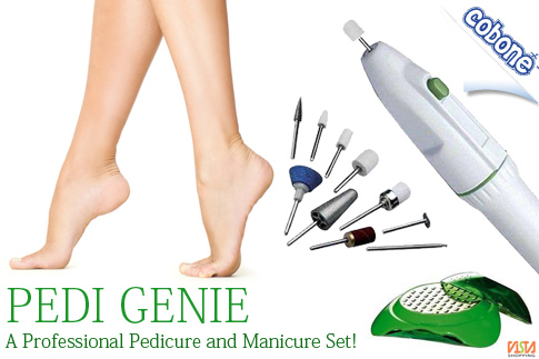 Get a manicure and pedicure in the comfort of your home with 10 precision craft heads easily usable finishing in a few minutes with the motorized Pedi Genie from Vista General Trading for AED 69(AED 180) – Gentle on your skin and nails! 