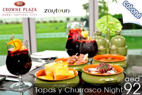 Enjoy a Mediterranean Night buffet at Zaytoun restaurant, Crowne Plaza Dubai Festival City, for AED 92, and savour unlimited tapas, grilled meats, salads and desserts (Value AED 185) – A feast fit for kings!