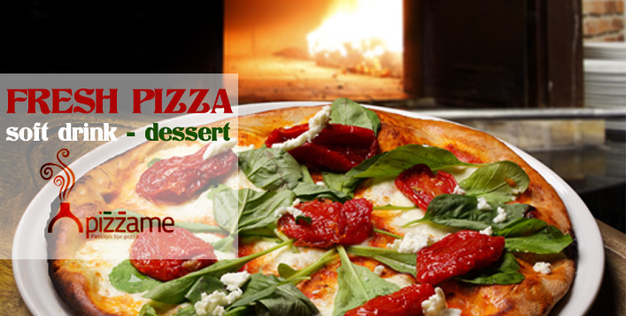 Pizza, Soft Drink and Dessert of Your Choice