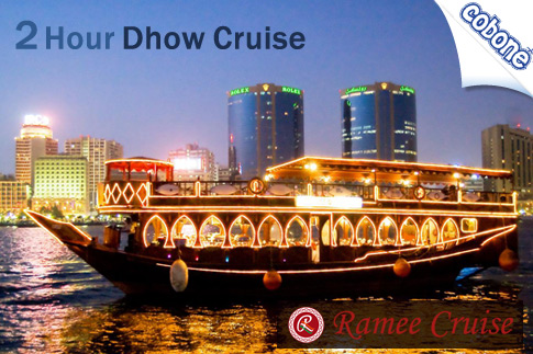 Adults, enjoy a 2-hour dhow cruise along the Dubai Creek with an international buffet dinner and live entertainment from Ramee Cruise for AED 64 (Value AED 170) – Kids option also available!