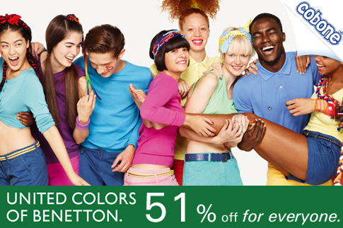 Pay only AED 99 for AED 200 worth of merchandise at any of 5 United Colors of Benetton outlets! Buy as many Cobones as you like and redeem them all at once if you wish - If that's not a fitting deal!