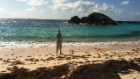 Pat recording for Smooth Radio on the beach