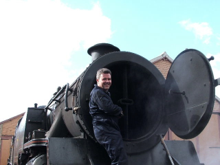 Carlos and a steam train