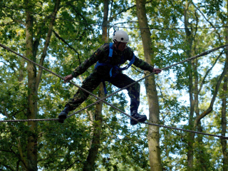 Man climbing in forest