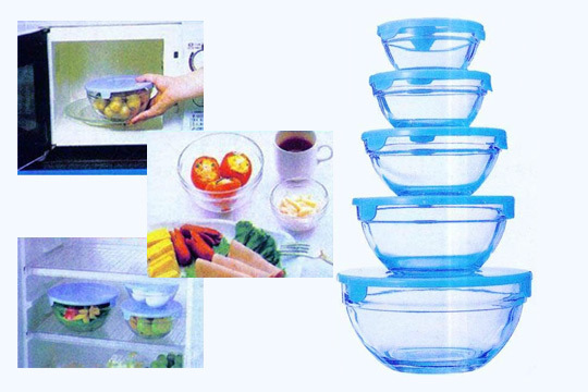 Set 5 recipientes de cristal con tapa