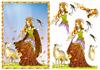 autumnal lady A5 card front & decoupage