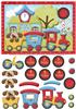 TRAIN STATION with age badges topper and decoupage