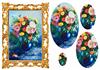gold frame vase of flowers pyromage