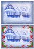 snowy cottage christmas duo background