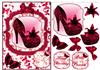 cerise lace shoes and butterflies