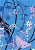 floral swirls in blue