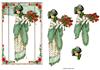 Flower lady card front with decoupage