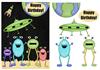 Aliens & Spaceships Happy Birthday 