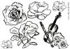 Roses and Violin digital stamp set