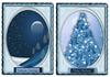 2 blue card fronts christmas trees