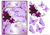 Happy Birthday purple flowers card front